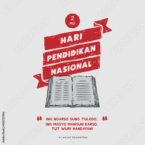 Hari Pendidikan Nasional 2 Mei, Translation: May 2, happy national education day of indonesia. vector illustration.