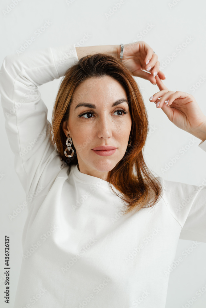 portrait of iranian woman close up girl in white clothes portrait of iranian woman close up girl in white clothes