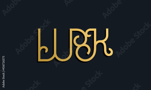 Luxury fashion initial letter WK logo.