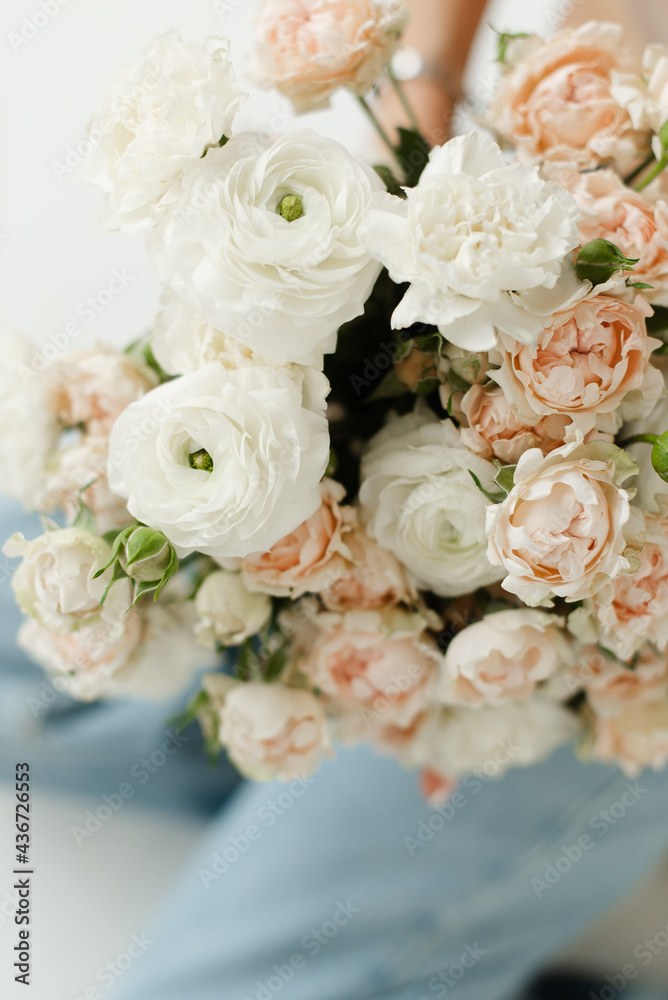 artificial decorative flowers close-up flowers in the interior