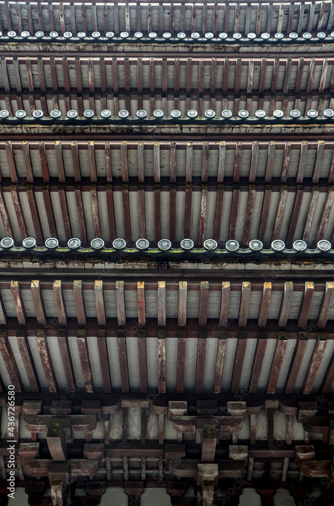 Roof of Five storied Pagoda Goju-no-to in the Shimo Daigo area, Daigoji Temple, Kyoto,Japan