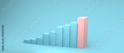 3D render illustration of bar graph