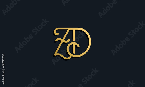 Luxury fashion initial letter ZD logo.