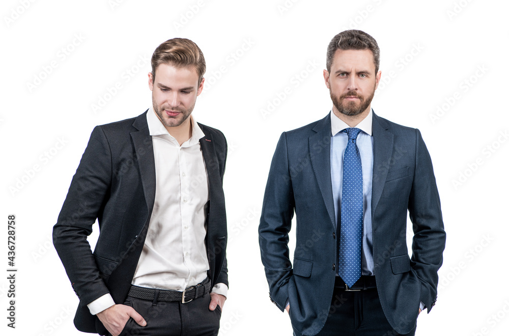 boss and employee men are executive business workers and businessmen, professional occupation. boss and employee men are executive business workers and businessmen, professional occupation.