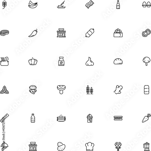 icon vector icon set such as: lobster, straw, mentha, coffee powder, cake, success, paprika, gunkan, fashion, fat, sub, arabica, traditional, spearmint, beer, potato, tin, dome, drawn, veggie