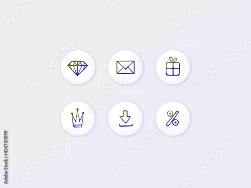 set of icons in gray and beige colors