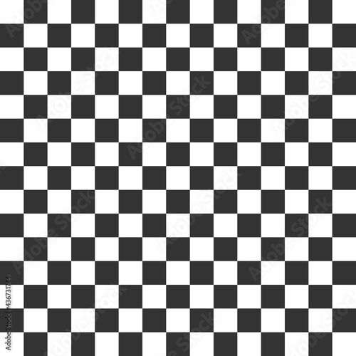 Checker pattern. Race background. Chess template. Square floor design. White and black grid texture. Mosaic abstract effect. Competition board. Game banner. Vector illustration