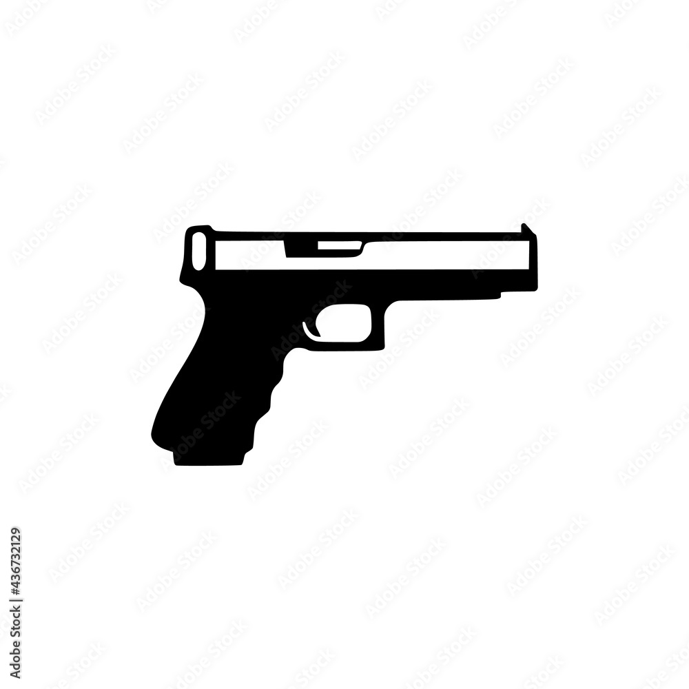Gun Icon. Military Equipment. Pistol or Weapon Symbol - Vector Logo Template.