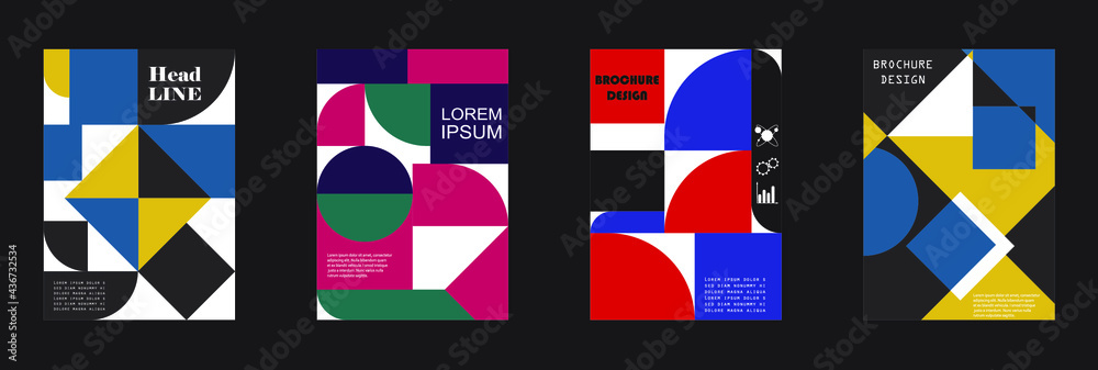 Retro geometric covers design. Eps10 vector