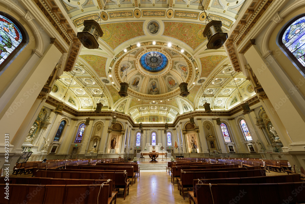 Cathedral Basilica of St. Joseph impacted by Covid 19 Pandemic with limited seats enforced.