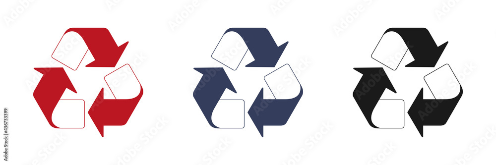 Mobius icons set. Plastic recycling symbols. Triangle signs with isolated arrows. Vector illustration Mobius icons set. Plastic recycling symbols. Triangle signs with isolated arrows. Vector illustration
