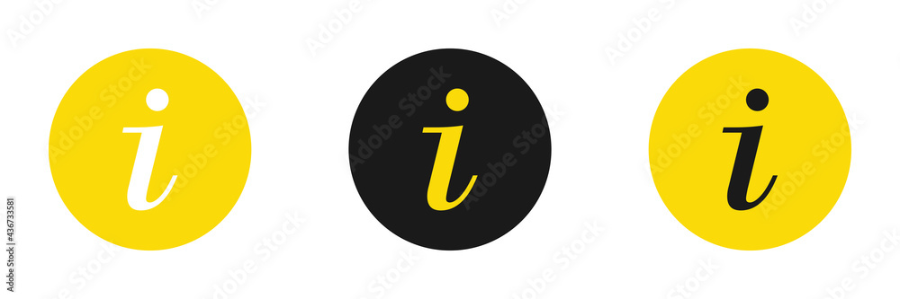 Information icons set. Black and yellow information icon. Web design. Information icons set. Black and yellow information icon. Web design.