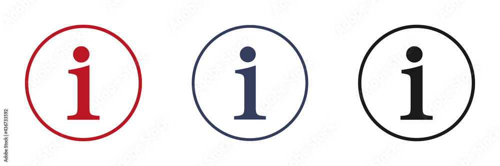 Information icons set. Black, blue and red information icon. Web design.