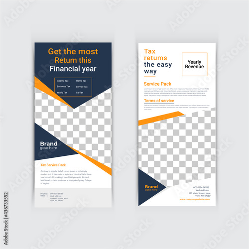 Tax Service Rack Card Design. Tax Refund Financial Dl Flyer Template