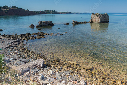 Coastline of town of Nea Poteidaia, Central Macedonia, Greece photo