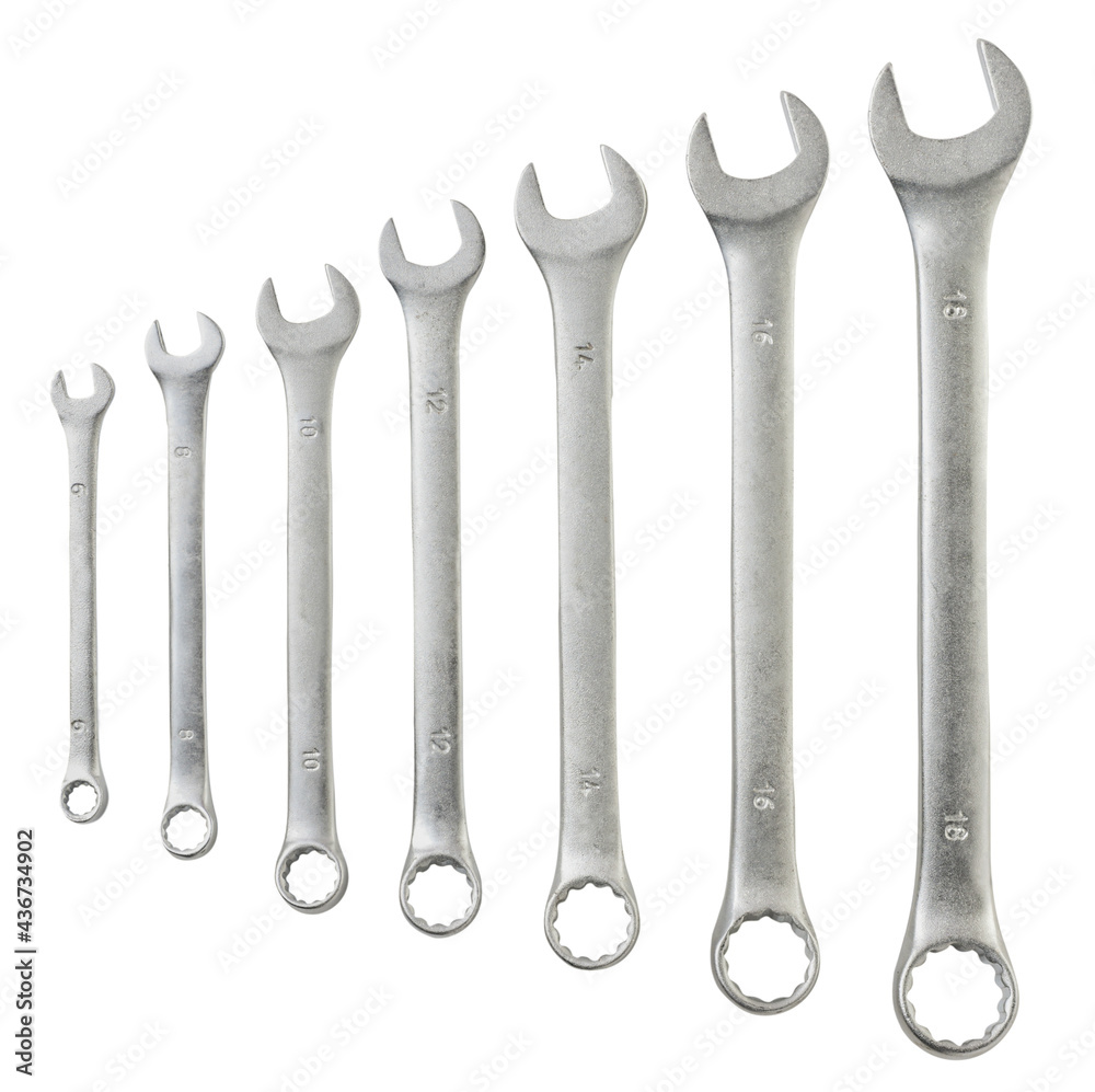 Set of wrenches on a white background. Isolated Set of wrenches on a white background. Isolated
