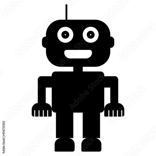 Simple robot silhouette isolated on white. Droid icon. Vector illustration.