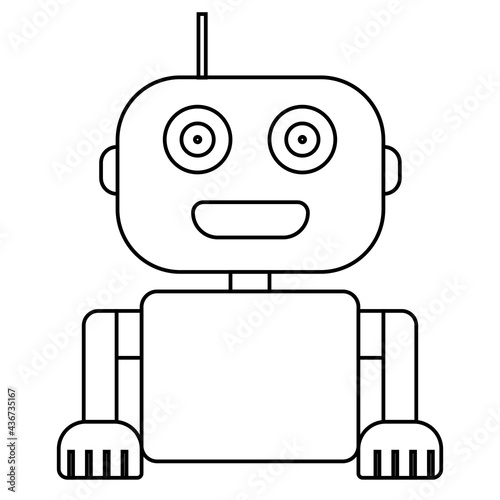 Top half of simple robot outline isolated on white. Droid icon. Vector illustration.