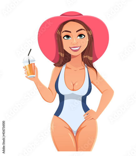Woman in swimsuit having a rest on the beach