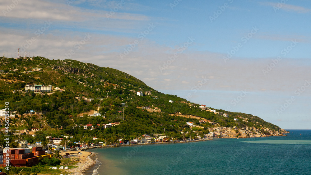 Cap Haitien, Haiti. View on cityscape and and entrance to the bay.