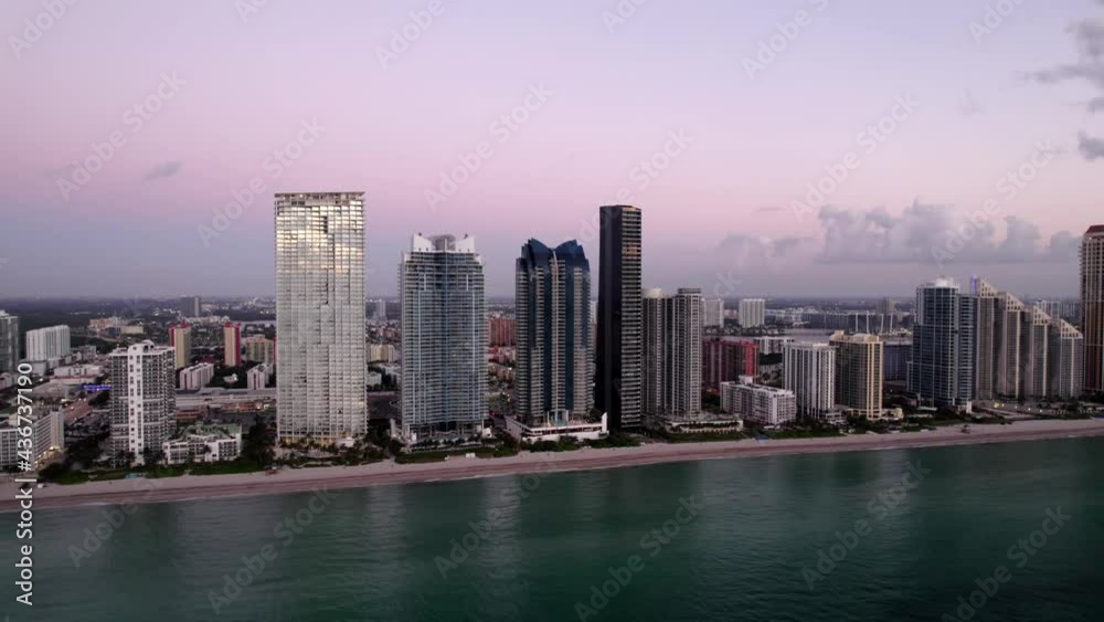 5k aerial orbit highrise towers on the beach Miami scene 5k aerial orbit highrise towers on the beach Miami scene