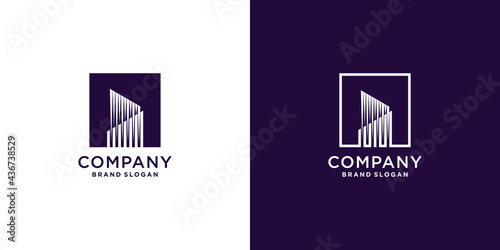 Buiding logo with creative line art concept, simple, real estate, tower part 4