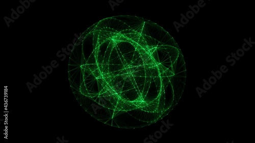 Wallpaper Mural Flowing orbital polygonal sphere shape HUD, FUI element. Plexus style connecting lines and dots. Seamless loop Torontodigital.ca