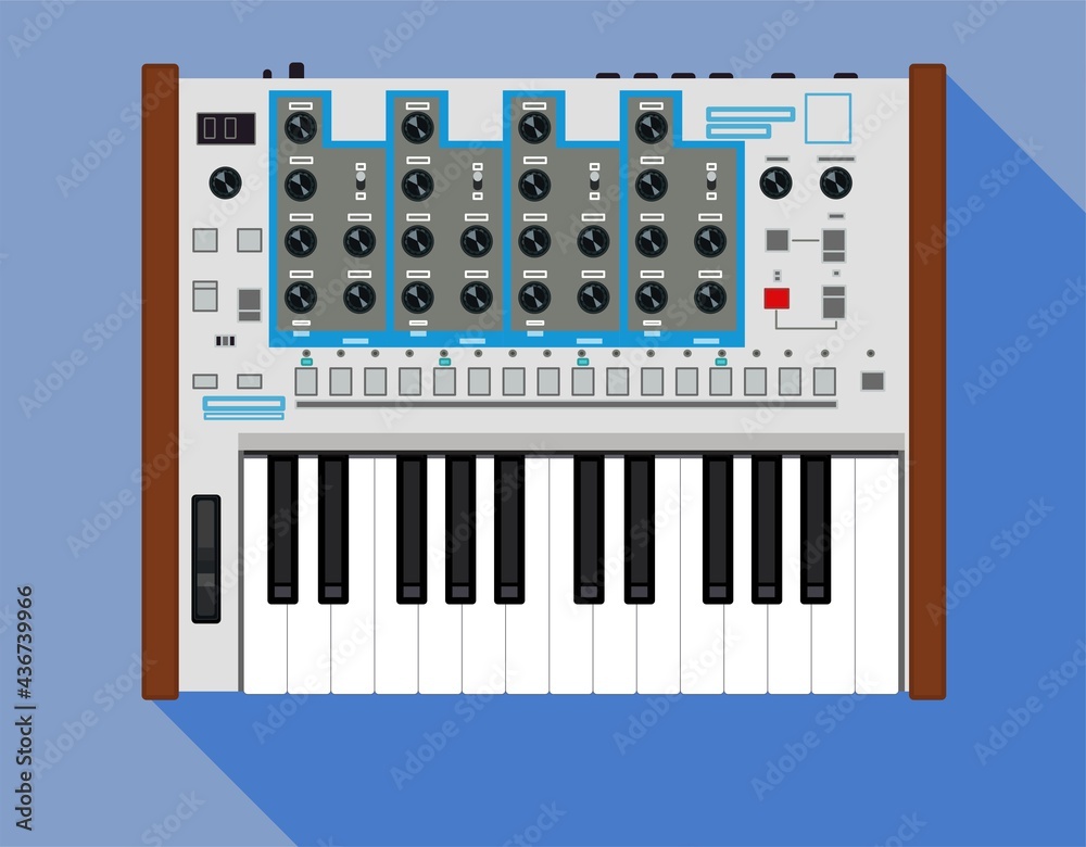 Midi keyboard. Realistic little synths. Analog sound illustration. Electronic music controller. USB equipment. 25key. Professional musical instruments. Synthesizers set. Picture for T-shirts. Midi keyboard. Realistic little synths. Analog sound illustration. Electronic music controller. USB equipment. 25key. Professional musical instruments. Synthesizers set. Picture for T-shirts.