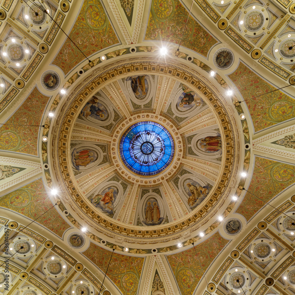 Interior of the large dome at the Cathedral Basilica of St. Joseph in San Jose, California