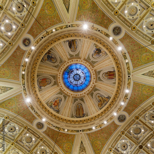 Interior of the large dome at the Cathedral Basilica of St. Joseph in San Jose  California