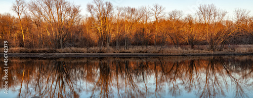 Autumn Mississippi River Forest Panorama