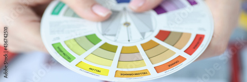 Photography In hands of color scheme and compatibility with other colors