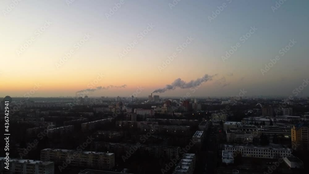 Calm view of industrial pipes in the city