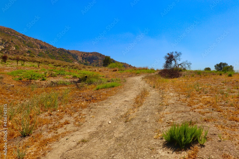 California Hiking Trail With Mountain Landscape California Hiking Trail With Mountain Landscape
