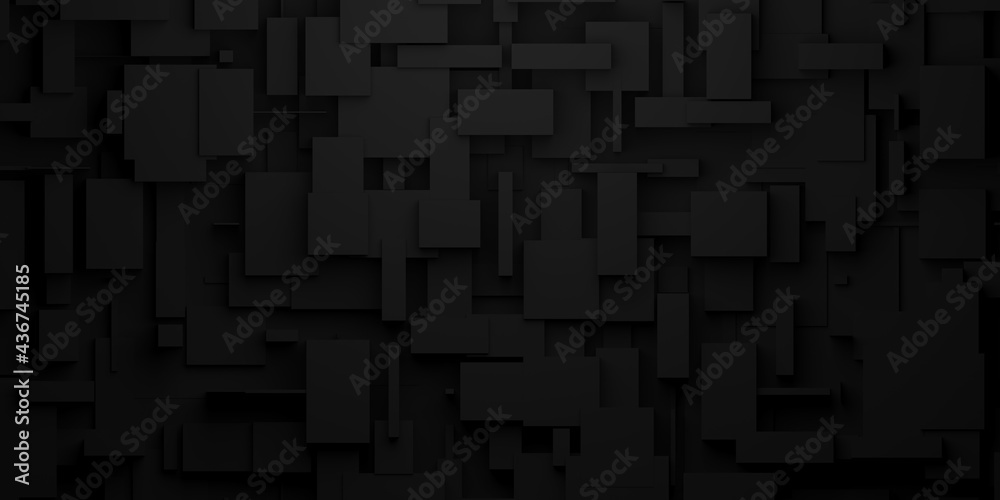 Random scaled black cube boxes block background wallpaper banner Random scaled black cube boxes block background wallpaper banner