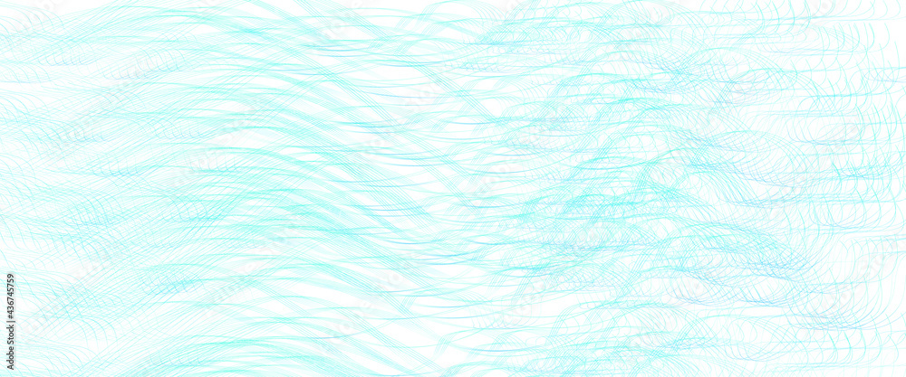Light blue subtle squiggle lines. Wavy tangled curves. Abstract vector background with textured pattern. Template design for banner, landing page, cheque, gift card. Pencil drawing imitation. EPS10