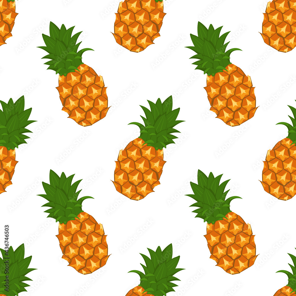 Bright summer pattern with pineapples. Cute exotic fruit print for wrapping paper, textiles and design. Bright summer pattern with pineapples. Cute exotic fruit print for wrapping paper, textiles and design.