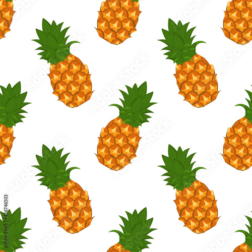 Bright summer pattern with pineapples. Cute exotic fruit print for wrapping paper  textiles and design.