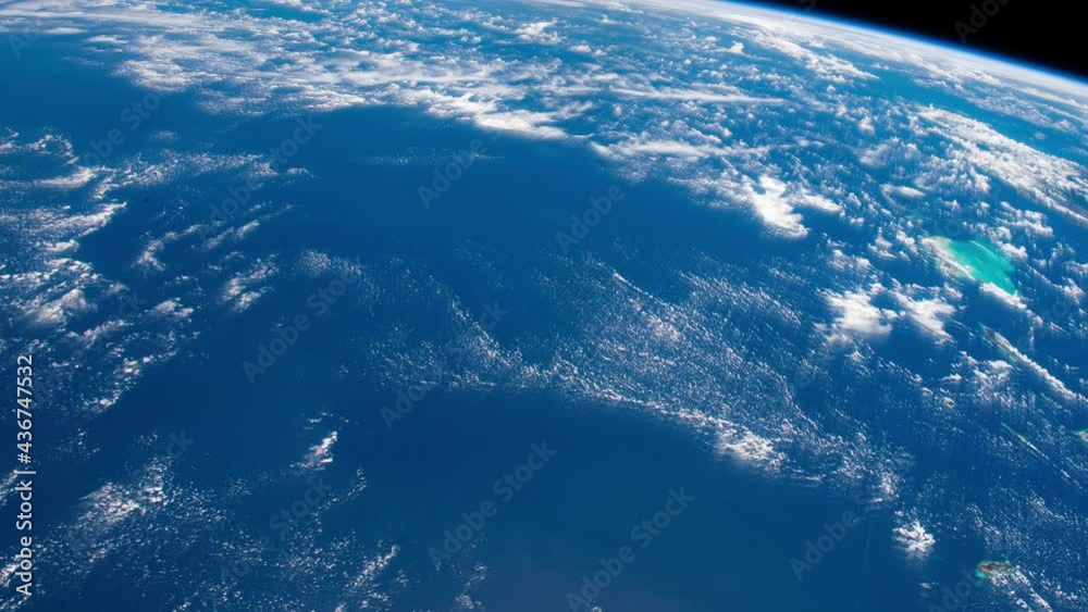 Planet earth scenic view of clouds and ocean while orbit rotating time lapse, view from satellite. Based on images furnished by Nasa