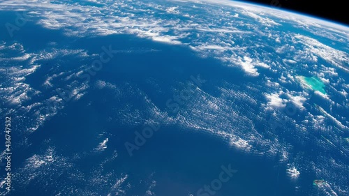 Planet earth scenic view of clouds and ocean while orbit rotating time lapse, view from satellite. Based on images furnished by Nasa