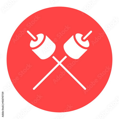 Marshmallow on wooden stick vector glyph icon