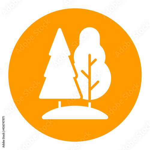 Deciduous and conifer forest vector glyph icon