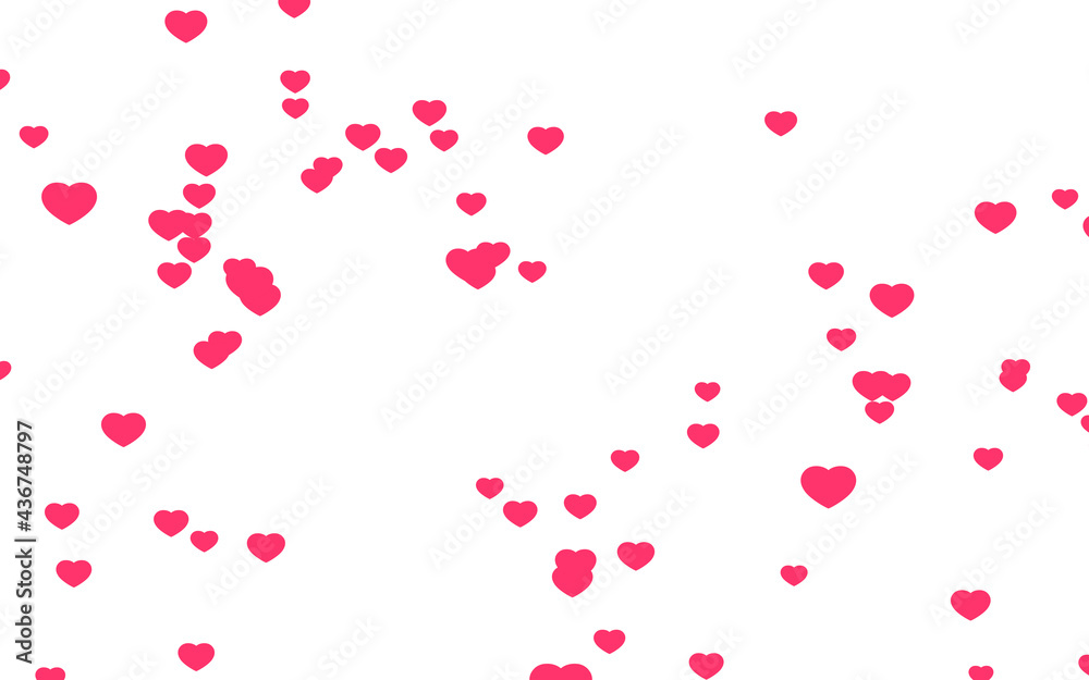 Valentine day pink hearts on white background.