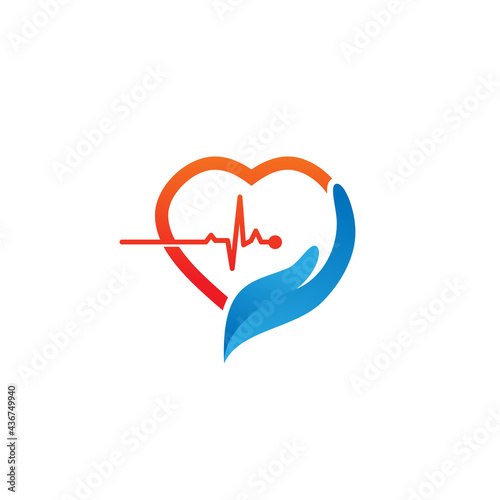 Heart with beat monitor pulse line art icon for medical apps and websites. breathing and alive sign red love heart. Heart in flat style.
