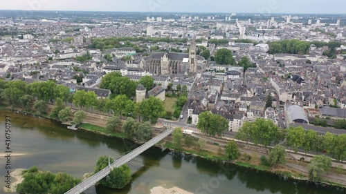  Top view of the city Tours and cathedral of Saint Gatien in Western France photo