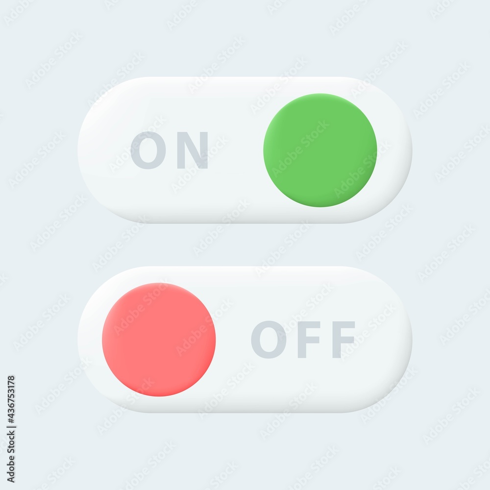 Vector realistic isolated On and Off Switch on the bright background. Vector realistic isolated On and Off Switch on the bright background.