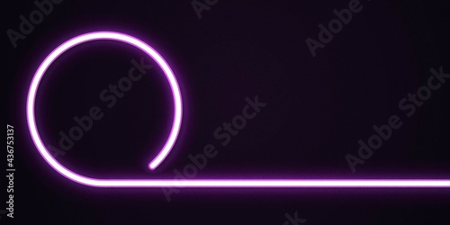 Vector realistic isolated neon sign of purple circle frame with copy space for template and layout branding on the dark background.