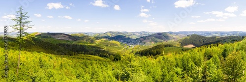 the sauerland landscape in germany in spring panorama