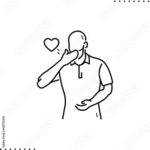football player send a fly kiss, vector icon in outline