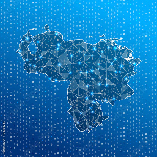 Network map of Venezuela. Country digital connections map. Technology, internet, network, telecommunication concept. Vector illustration.